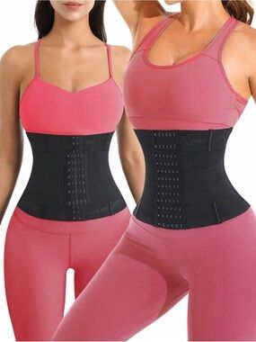 Black Waist Trainer Corset with Hook-and-Eye Front